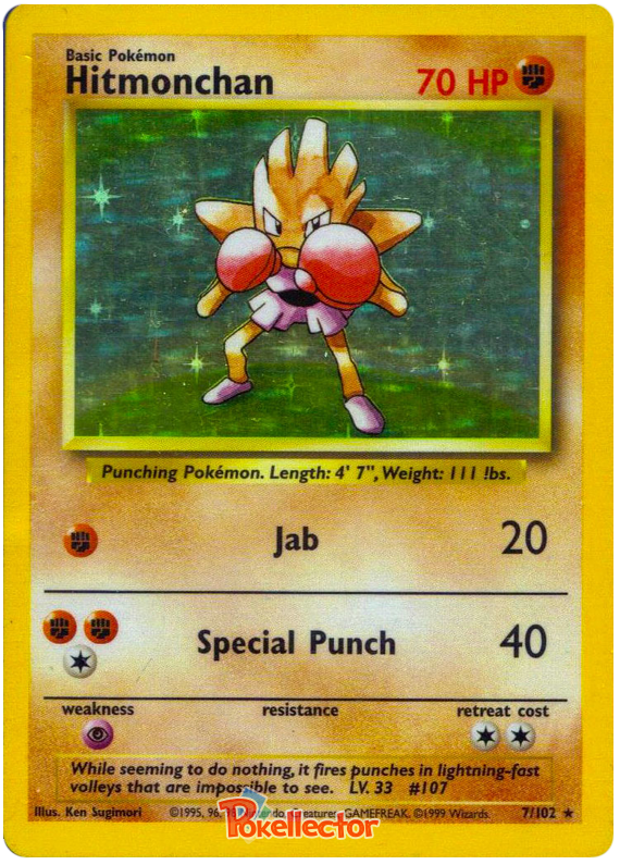 Hitmonchan Base Set 7 Pokemon Card