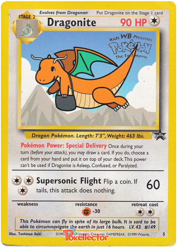 Dragonite Wizards of the Coast Promos 5 Pokemon Card Dragonite Wizards of the Coast Promos 5 Pokemon Card