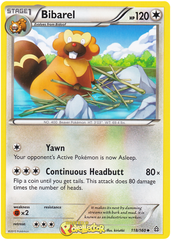Bibarel Primal Clash 118 Pokemon Card