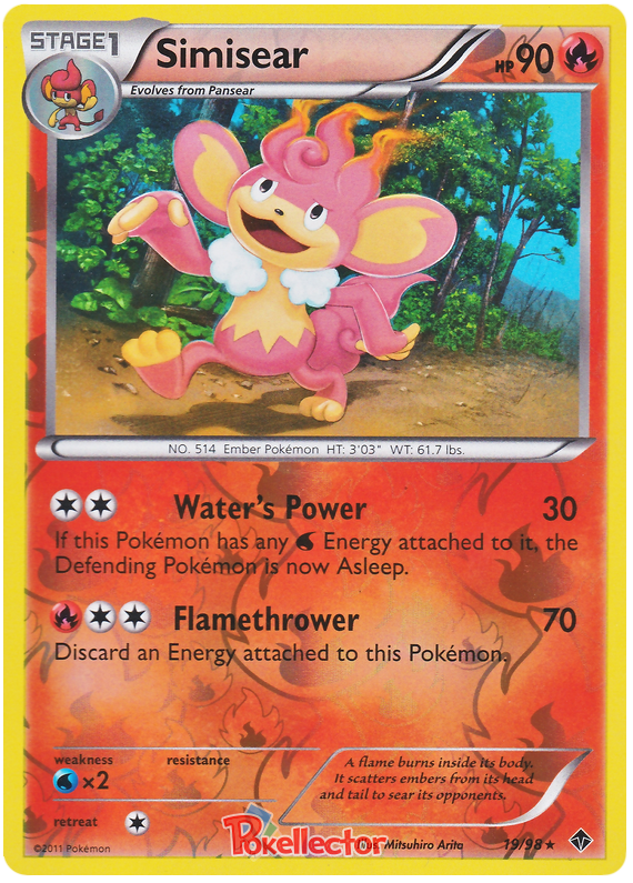 Simisear Emerging Powers 19 Pokemon Card